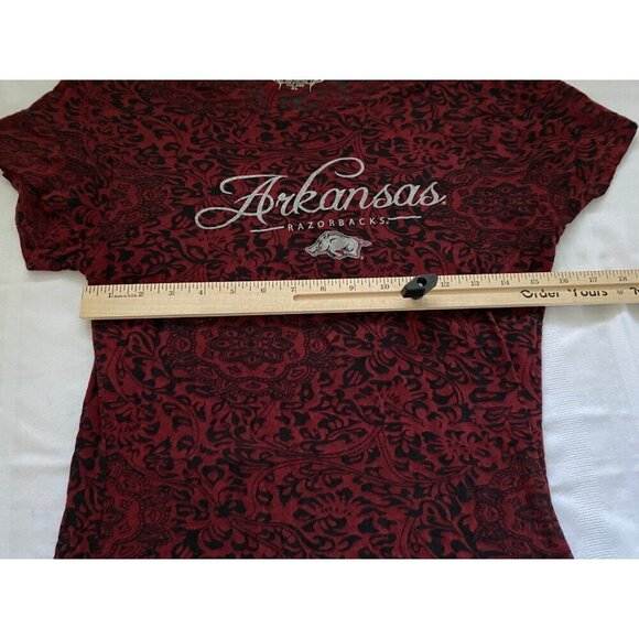 My Sport Arkansas Razorbacks Womens T-Shirt Red Black Lace Floral Pattern XL - Picture 5 of 11